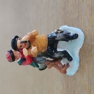 Father son dog people telescope Village accessory Xmas
